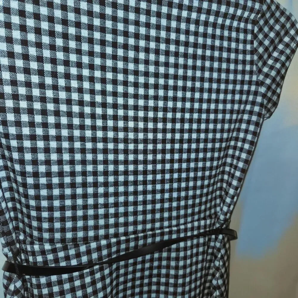 NWT The Children’s Place Girls Size 12 Black & White Gingham Belted Dress